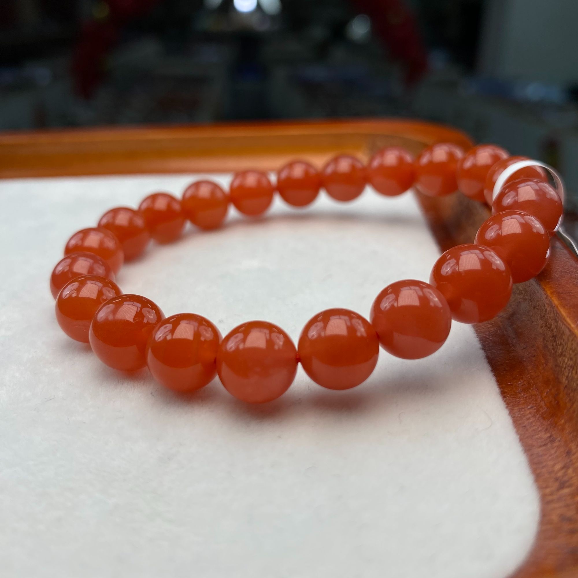 【小刘南红】保山南红冰红（三级）活动款圆珠单圈  9mm 多样性发一