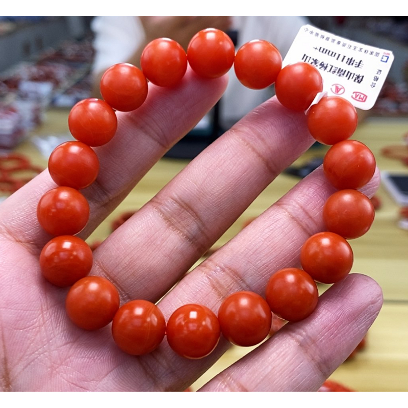 【小刘南红】保山南红精品哑光圆珠单圈(云端） 11+mm 多样性发一