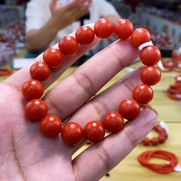 【小刘南红】保山南红精品哑光圆珠单圈(云端） 12+mm 多样性发一