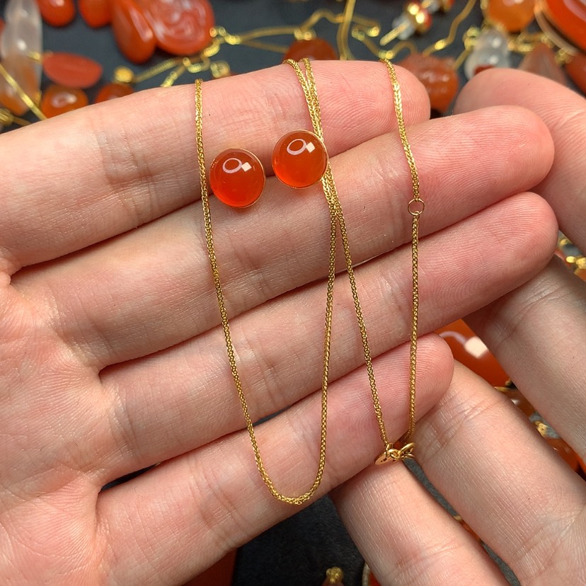 【闪购商品】定制南红玛瑙18K金镶嵌柠**乐