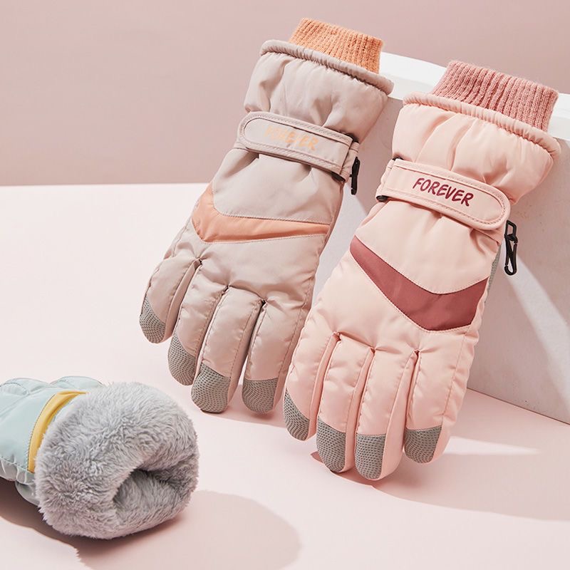 户外骑车手套女冬季滑雪防寒保暖加绒加厚触屏骑电动车防风棉手套