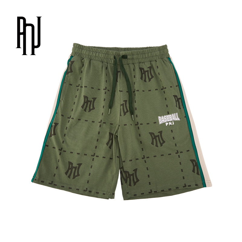 PNJ夏季高能感复古街头潮流印花男运动短裤时尚百搭休闲情侣短裤