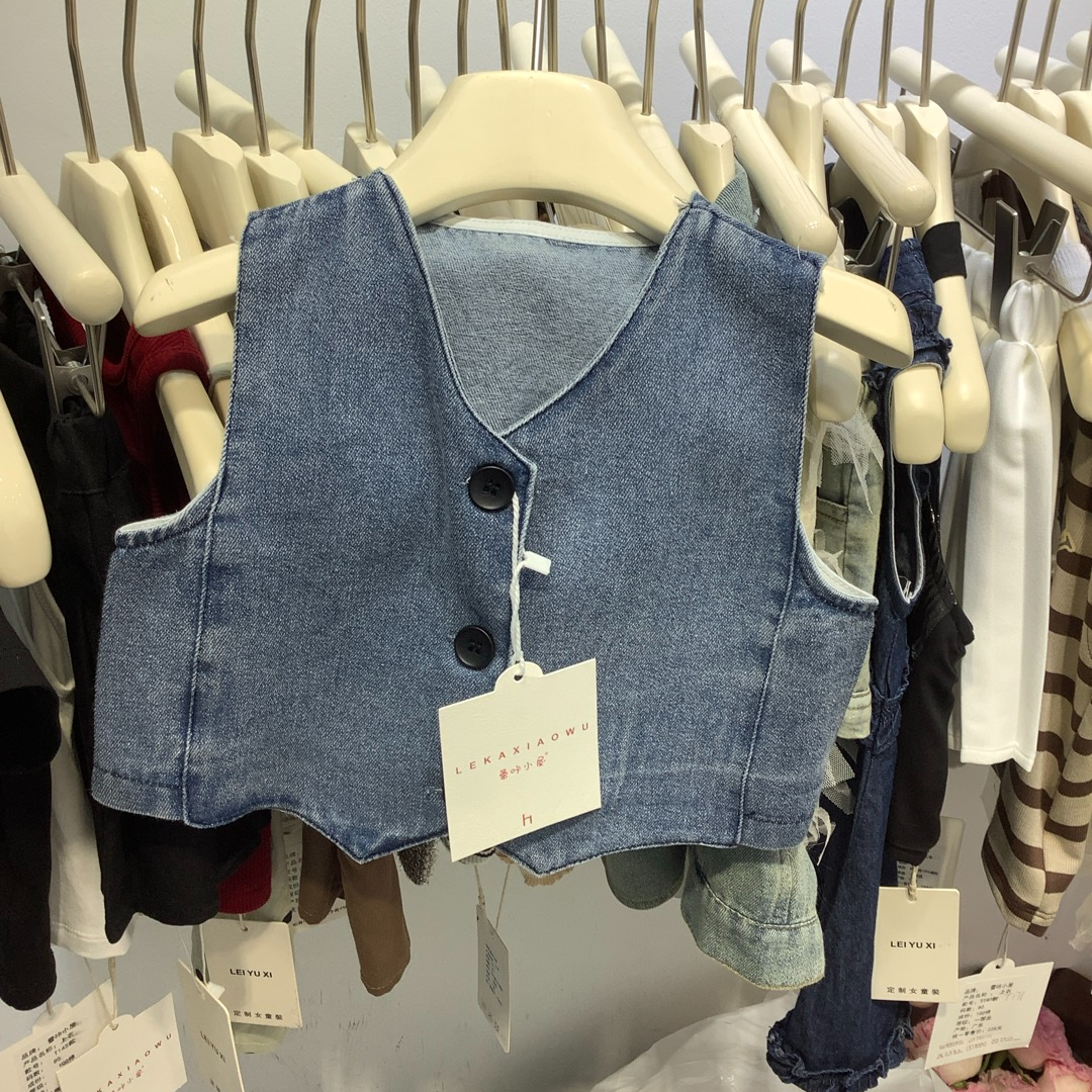{罗马}女童男童牛仔马甲背心夏季新品时尚无袖马夹韩版小童洋气