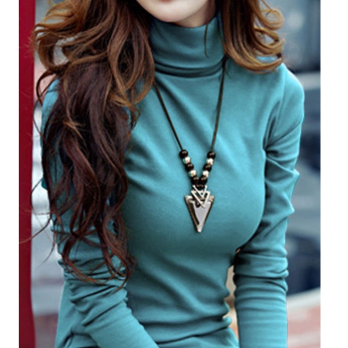 秋季上衣女2022新款韩版宽松长袖T恤女白色学生高领打底衫女洋气