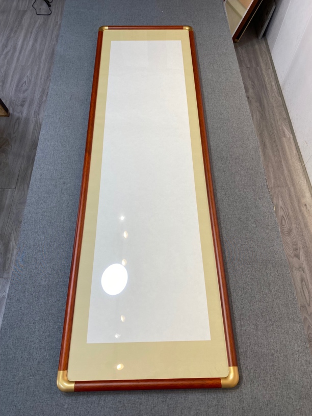 160*45仿铜角圆角画框 *2 有机玻璃 实木背板 宣纸随机