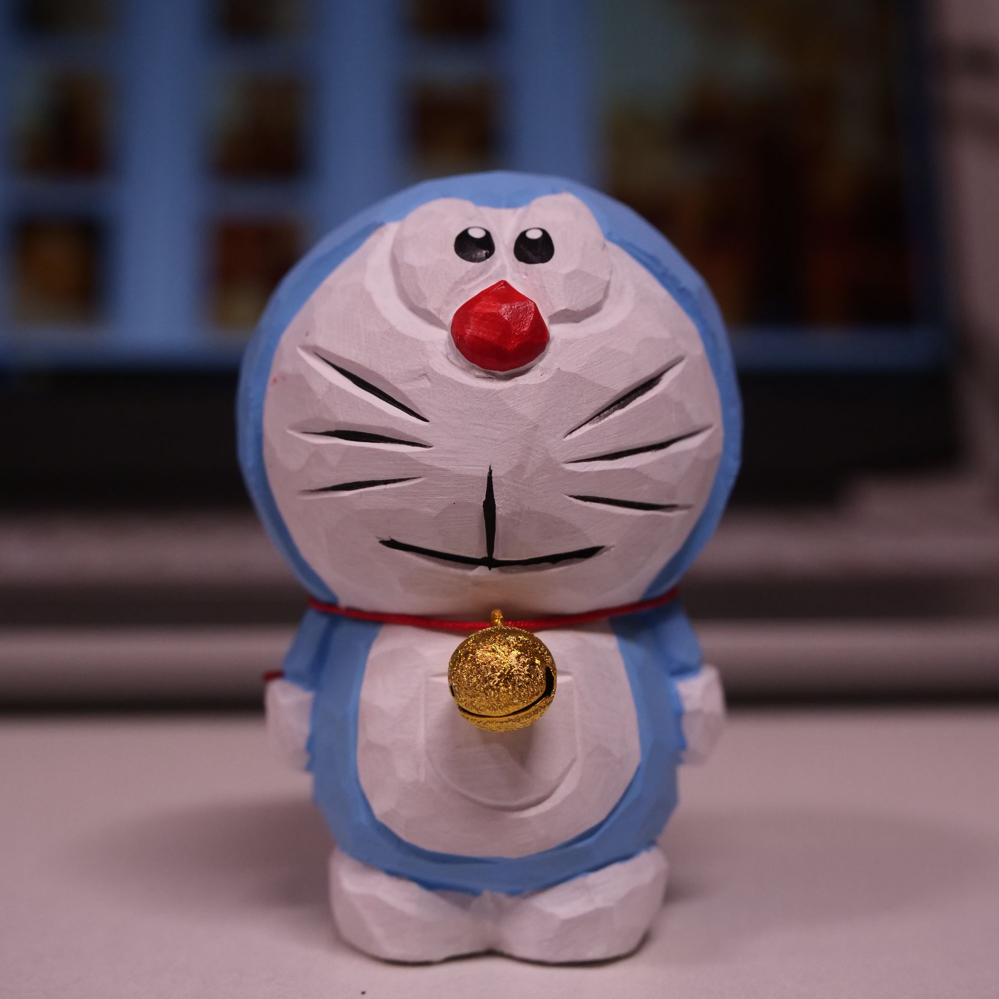 纯手工木雕叮当猫精品桌面摆件生日礼物