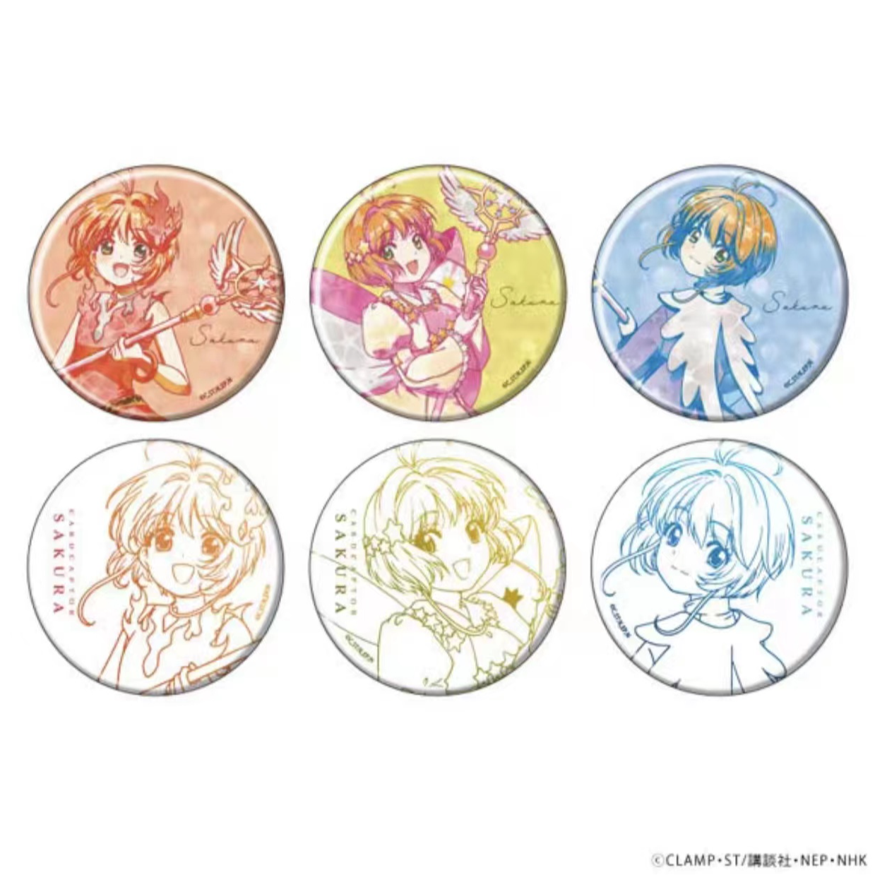魔卡少女樱 透明牌篇水彩线稿吧唧【盲盒商品 默认代拆】