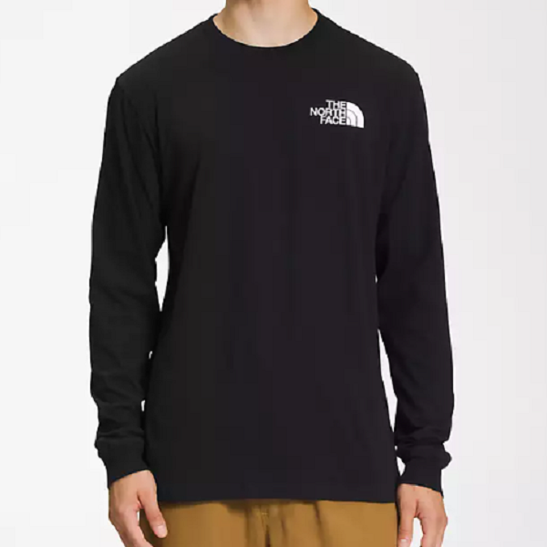 THE NORTH FACE/北面 男士白/黑前小标长袖T恤 纽约直邮XD