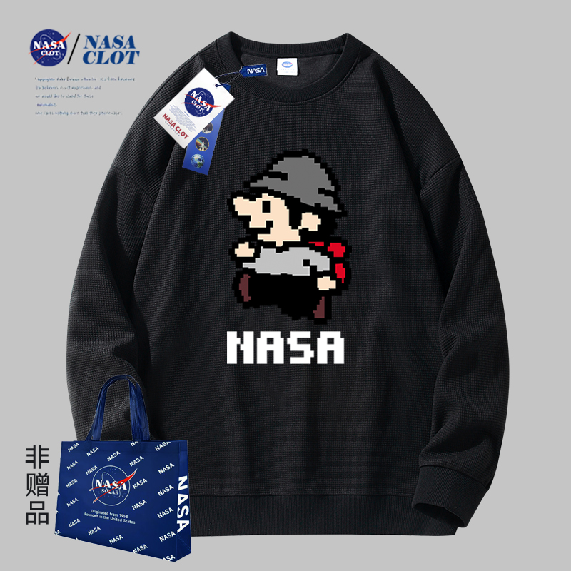 NASA秋季新款字母印花潮牌长袖情侣日常运动户外上衣青春潮流男