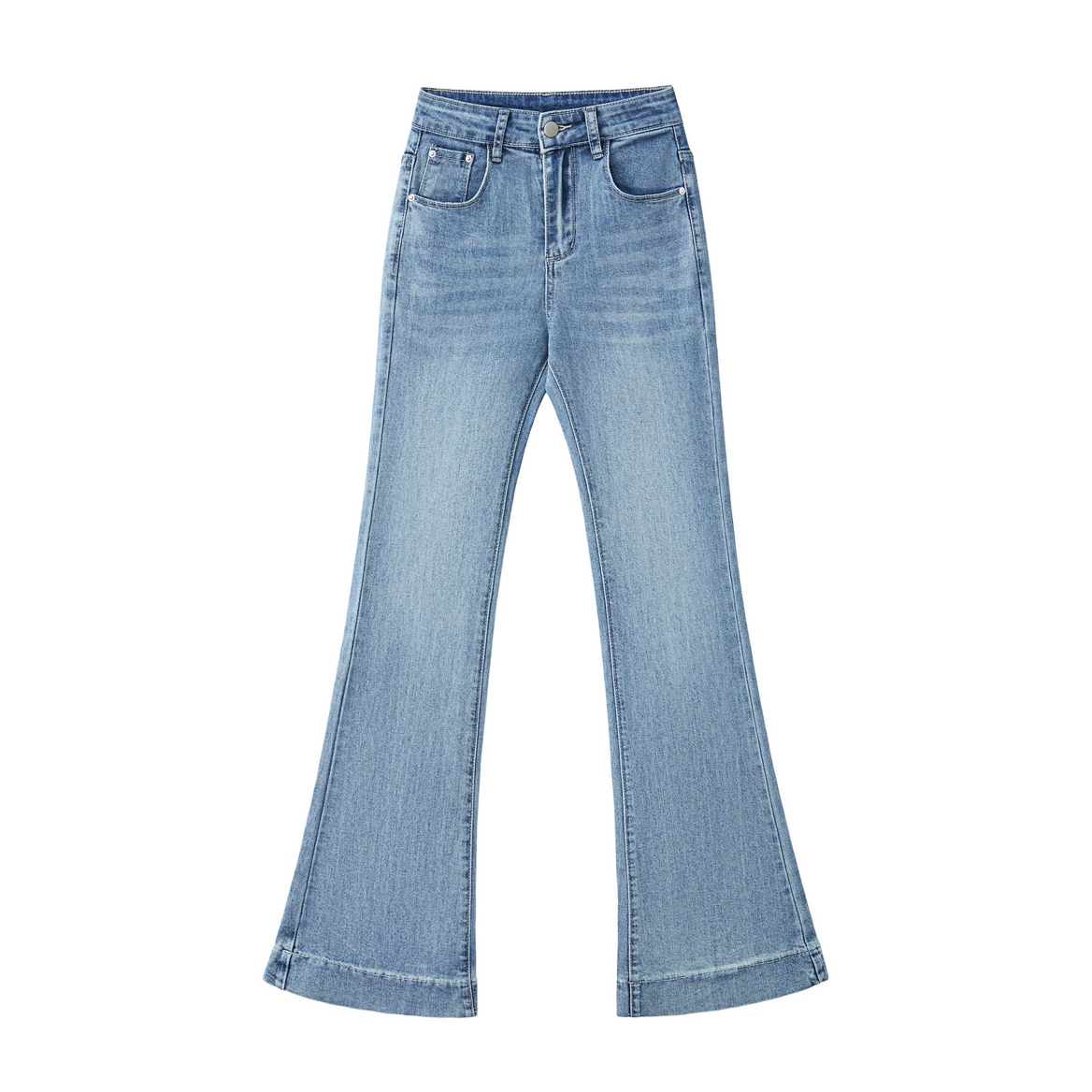 牛仔裤子女士微喇叭裤夏季薄款弹力修身时尚高腰显瘦休闲浅蓝1236