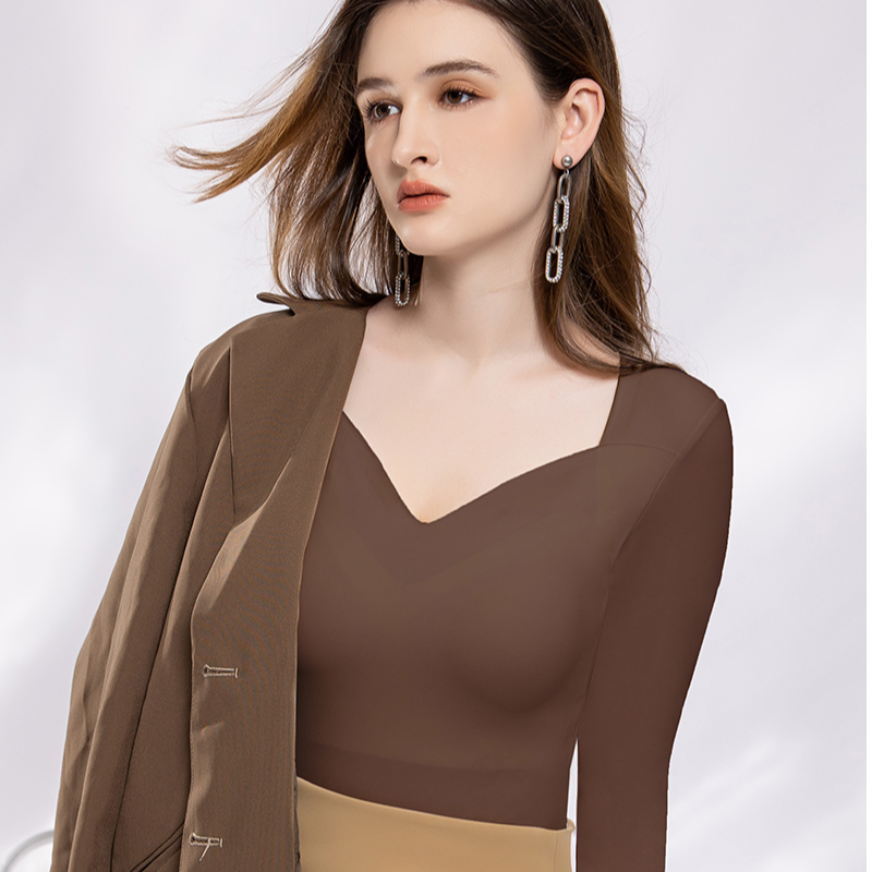 北缇拉带胸垫秋衣保暖内衣打底衣美肤衣修身面膜衣