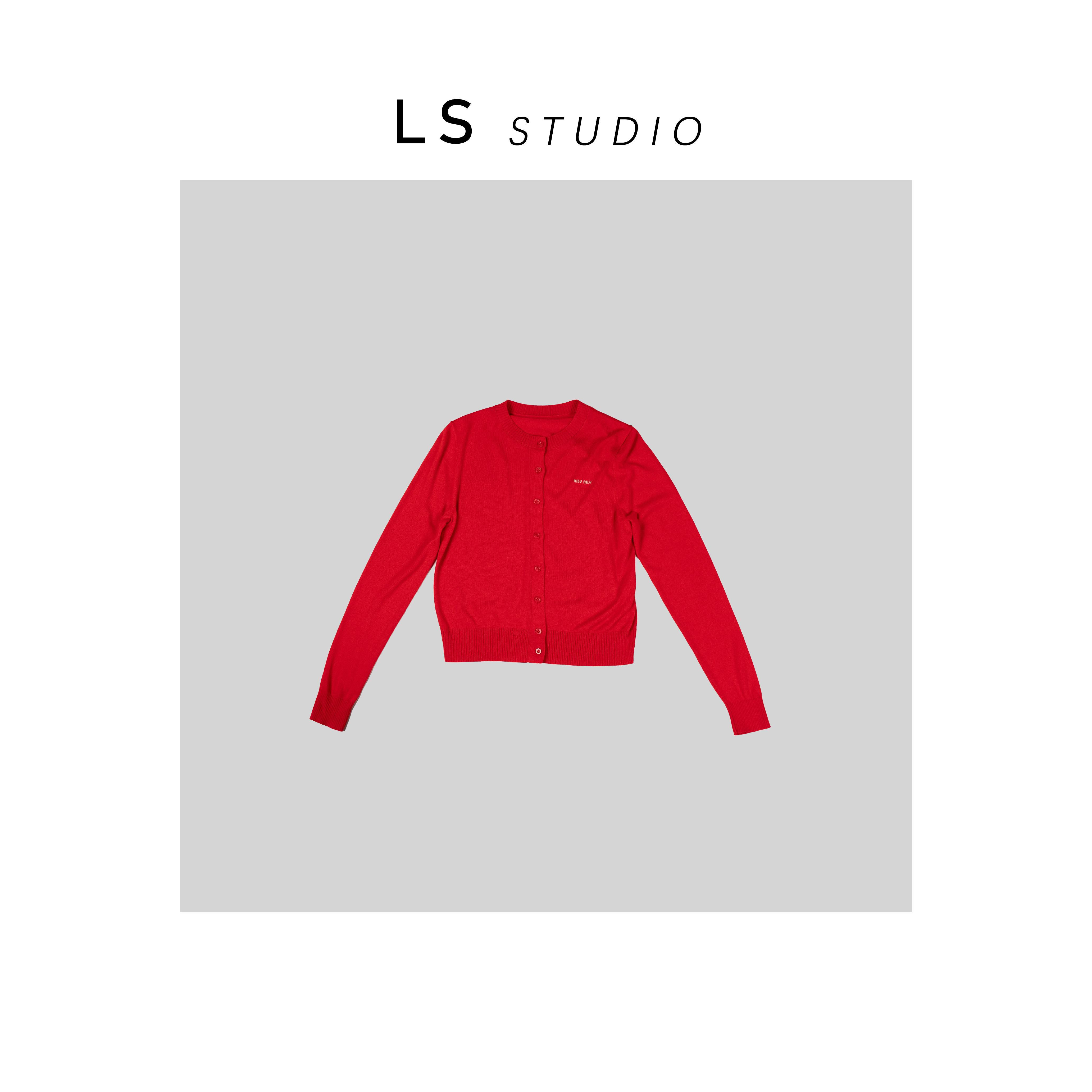 LiLi 时尚薄款字母刺绣长袖针织衫圆领百搭简约开衫外套 260102