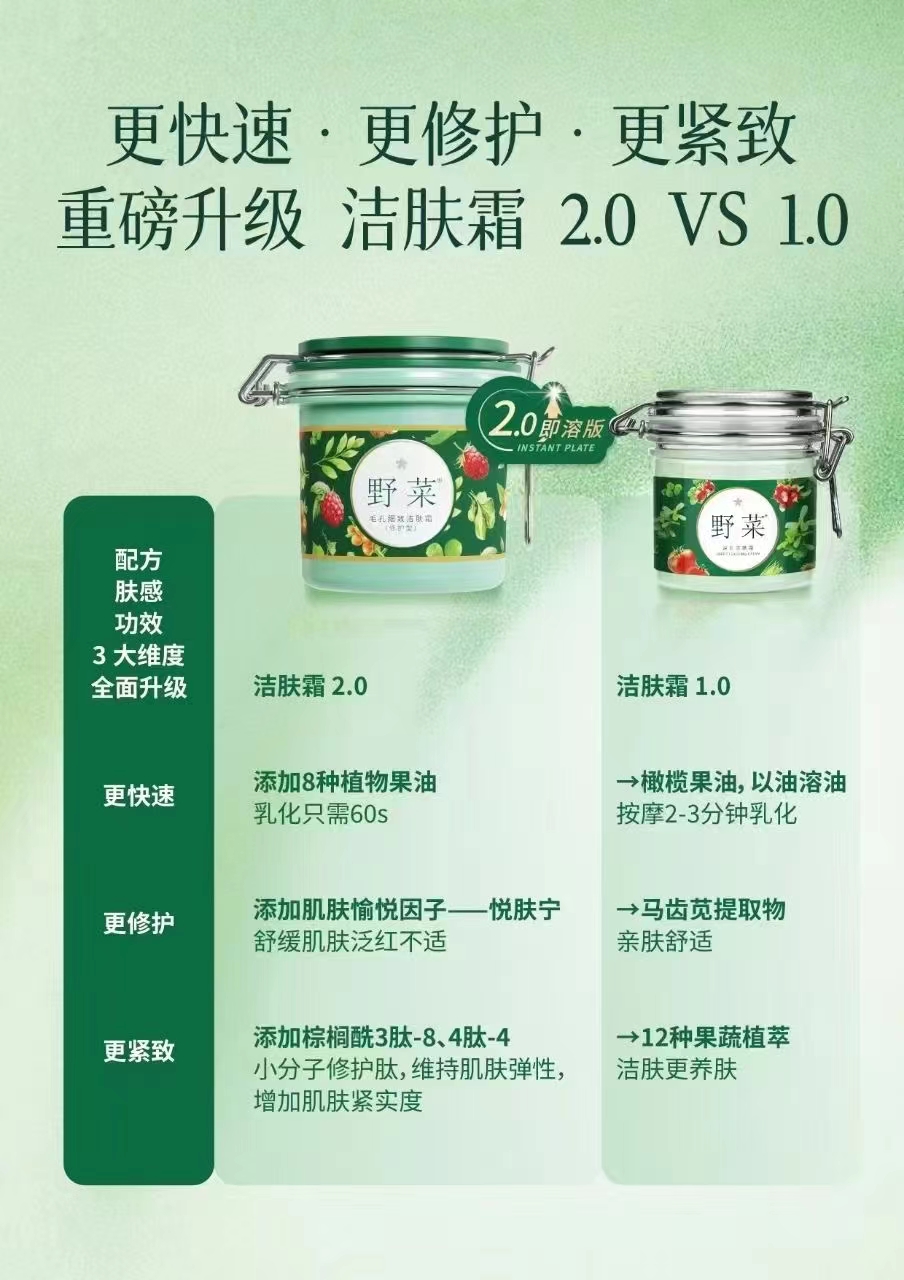 野菜毛孔细致洁肤霜修护型有效清洁毛孔中的污垢油脂彩妆