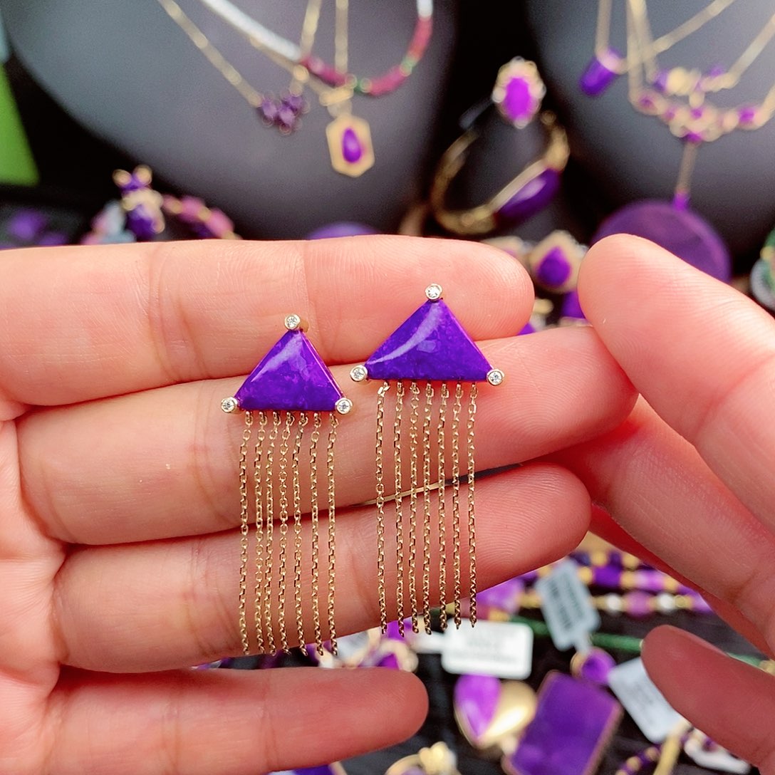 苏纪石（舒俱来）耳饰18K金镶嵌