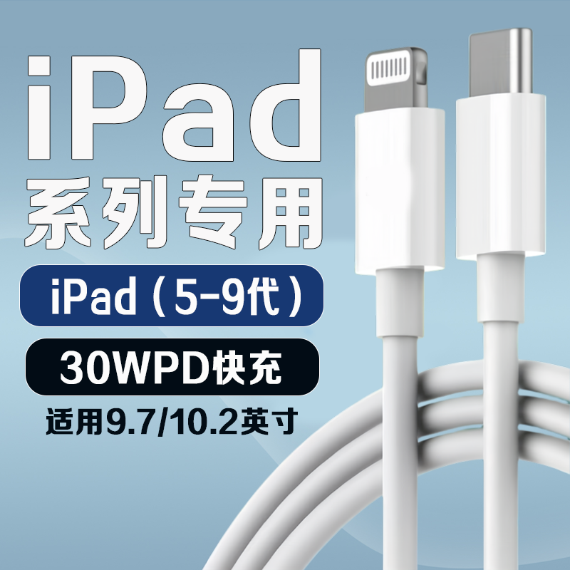 适用苹果iPad9 原装充电器线PD快充平板ipad 5 6 7 8充电器头正品