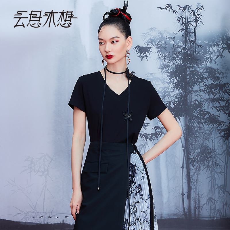 Ysimo-X云思木想夏季新款简约圆领V领纯色百搭T恤10609&10669