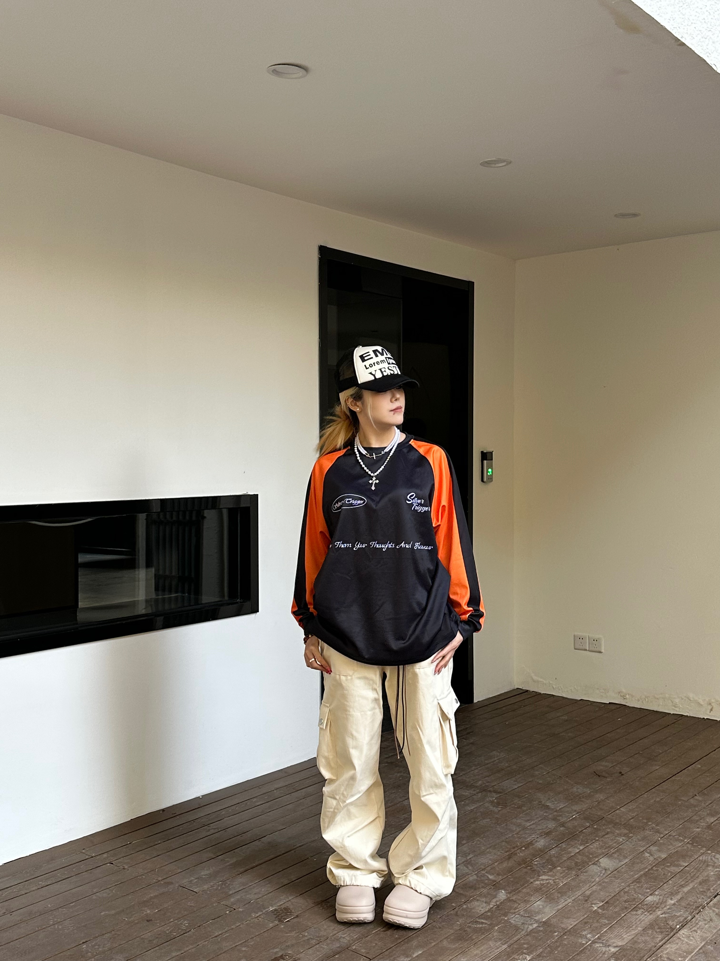SilverTrigger速干赛车服系列运动休闲时尚拼接撞色拼色工装裤男