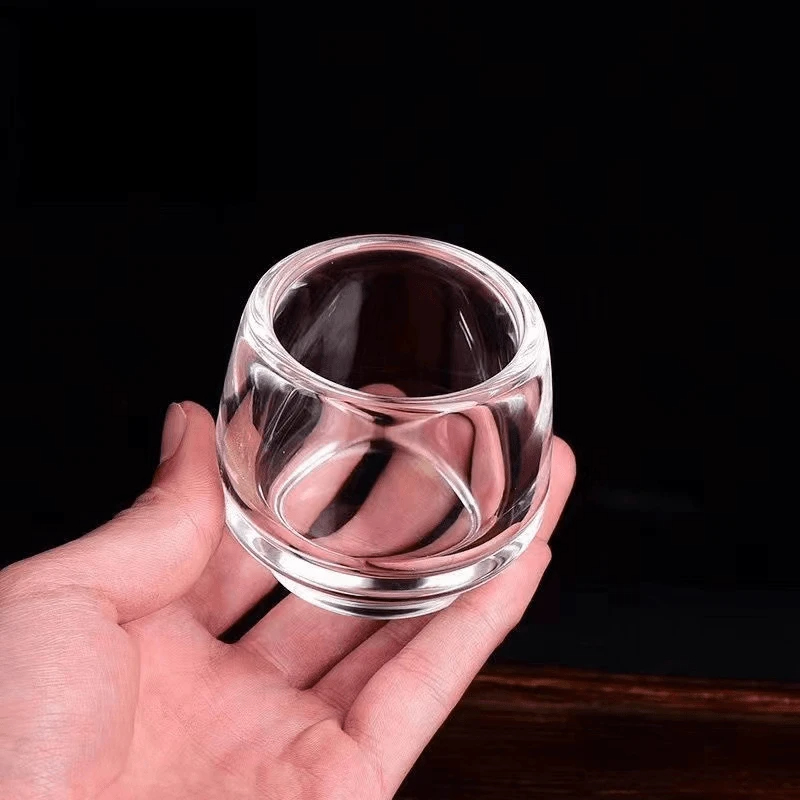 【6只装】高档水晶玻璃杯扳指杯主人杯不烫手家用加厚养生玻璃茶杯
