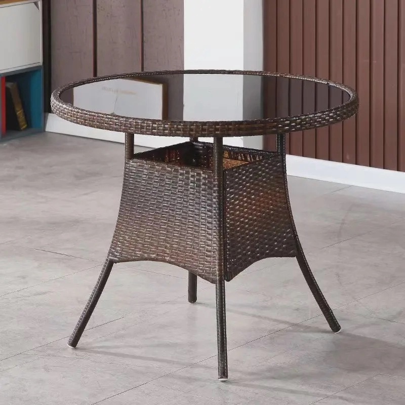 户外阳台桌家用休闲小圆桌茶几桌方形桌藤编时尚桌茶桌椅圆形桌椅