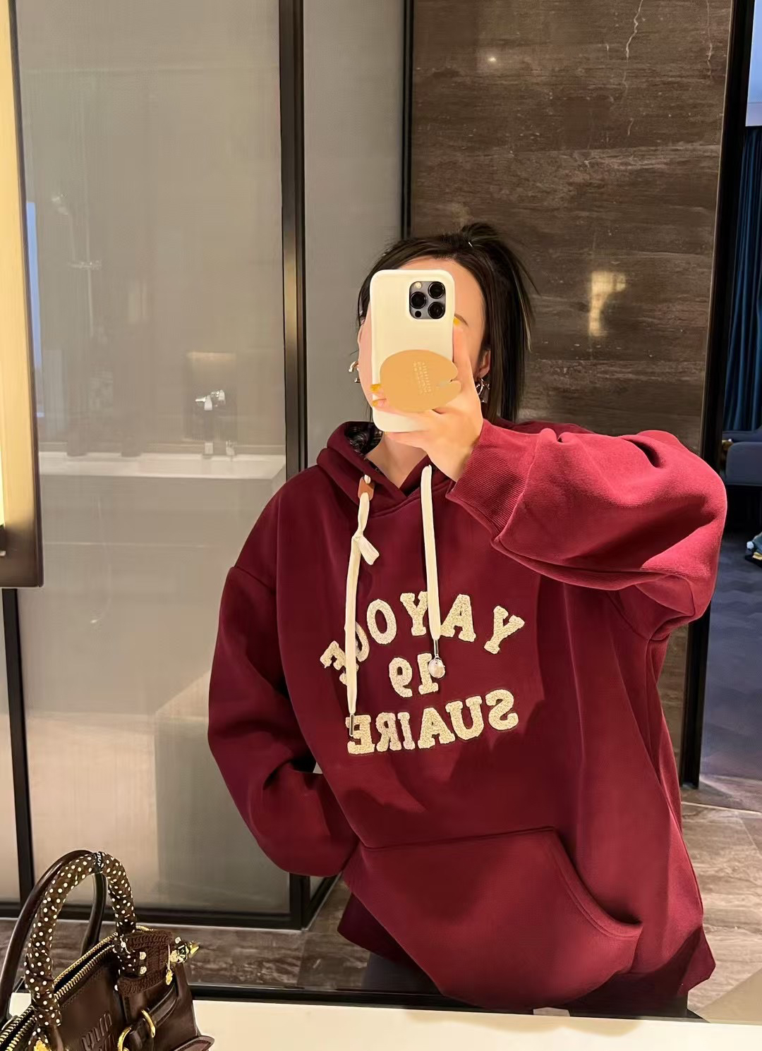 4226#深圳BOHAN秀秀家2024秋冬新款格帽加绒加厚猫咪卫衣