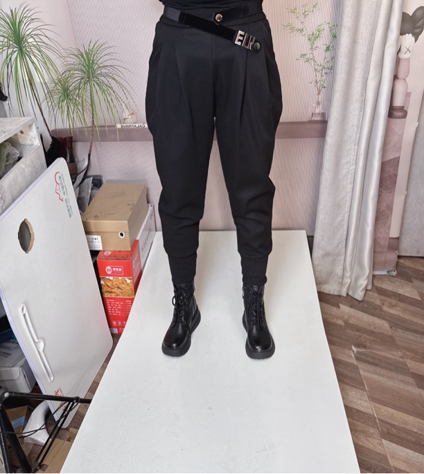 时尚个性加绒加厚小脚裤