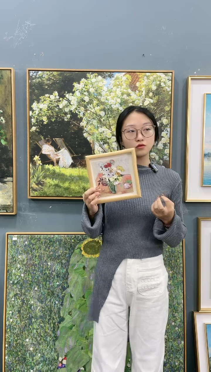 【闪购商品】绘画瓶花玫瑰mdf边框摆台