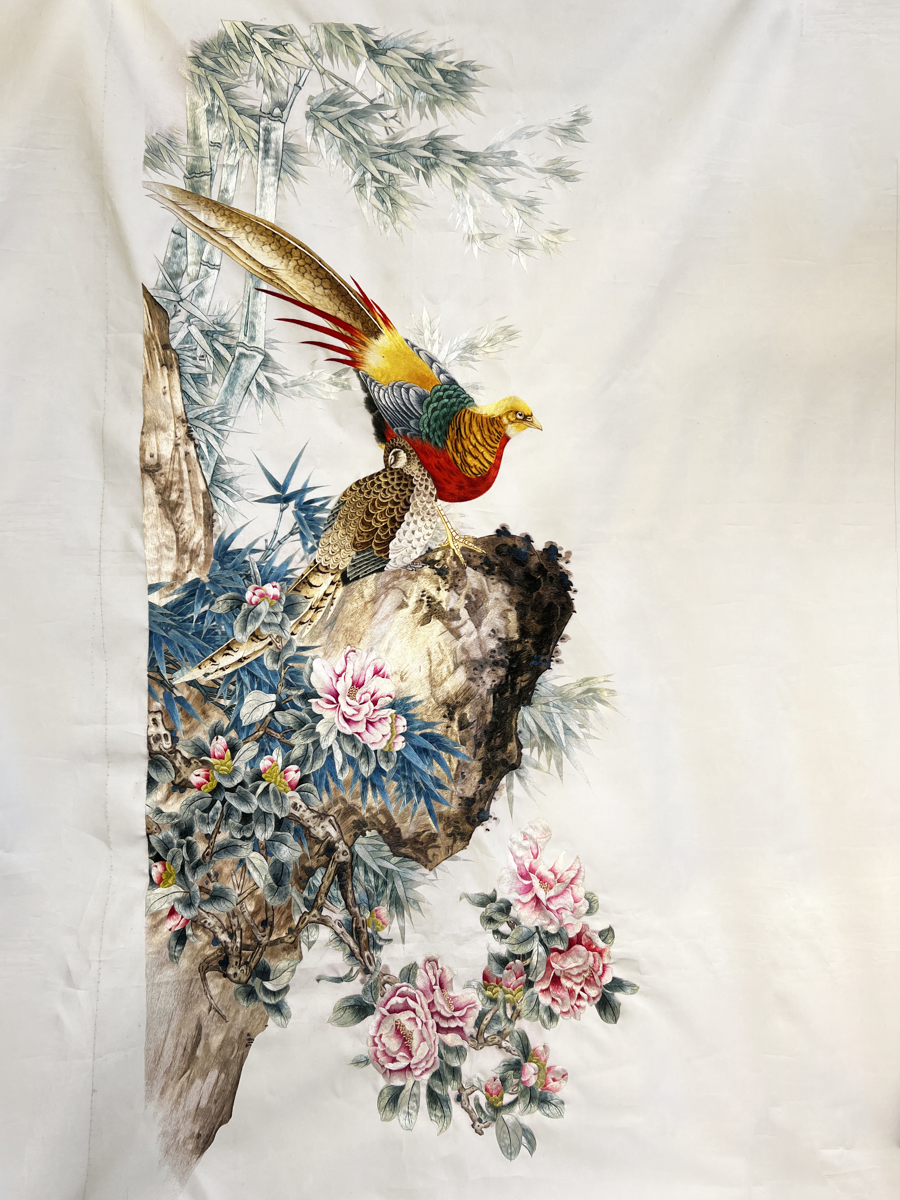 【前程似锦】名画苏绣纯手工刺绣玄关走廊新中式画芯50*90cm