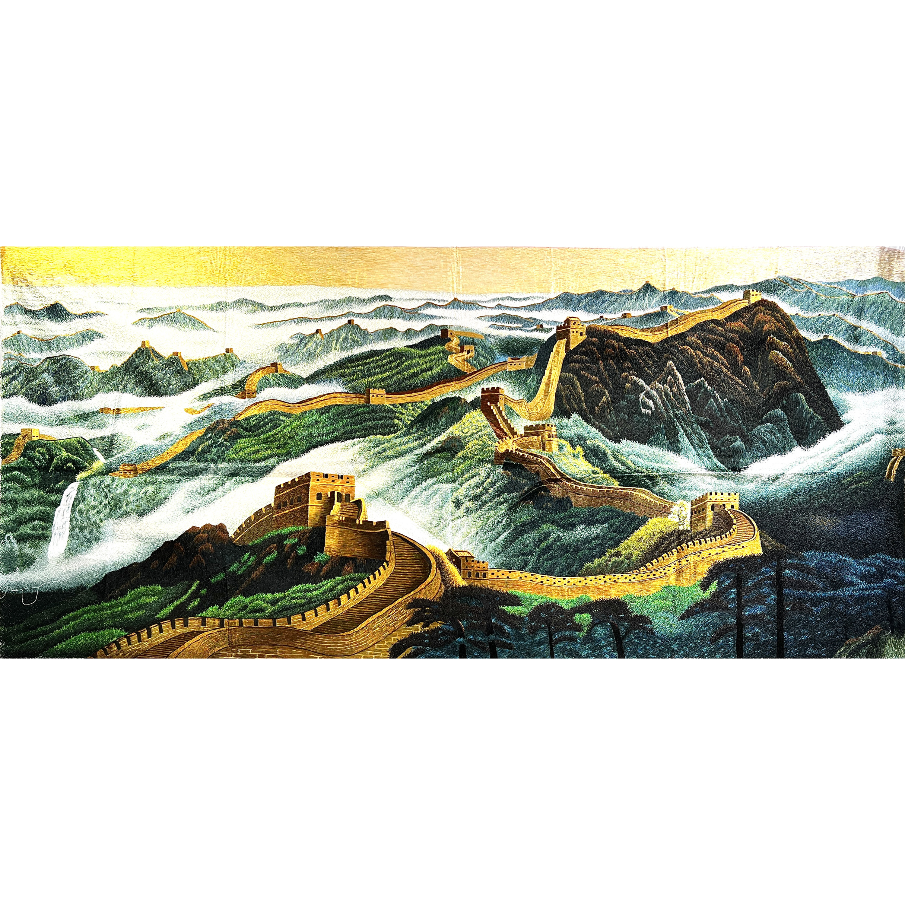 【万里长城】纯手工非遗苏绣精品客厅名画刺绣挂画，画芯170*75cm