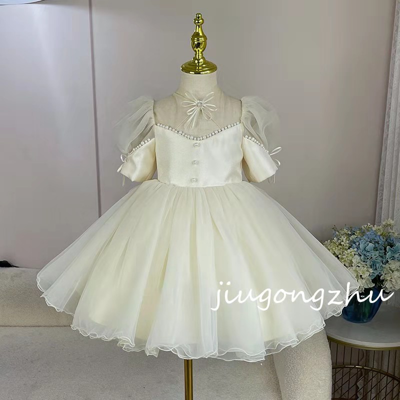 【书香门第】女童洋气礼服高级感白色公主裙生日高端宴会花童气质