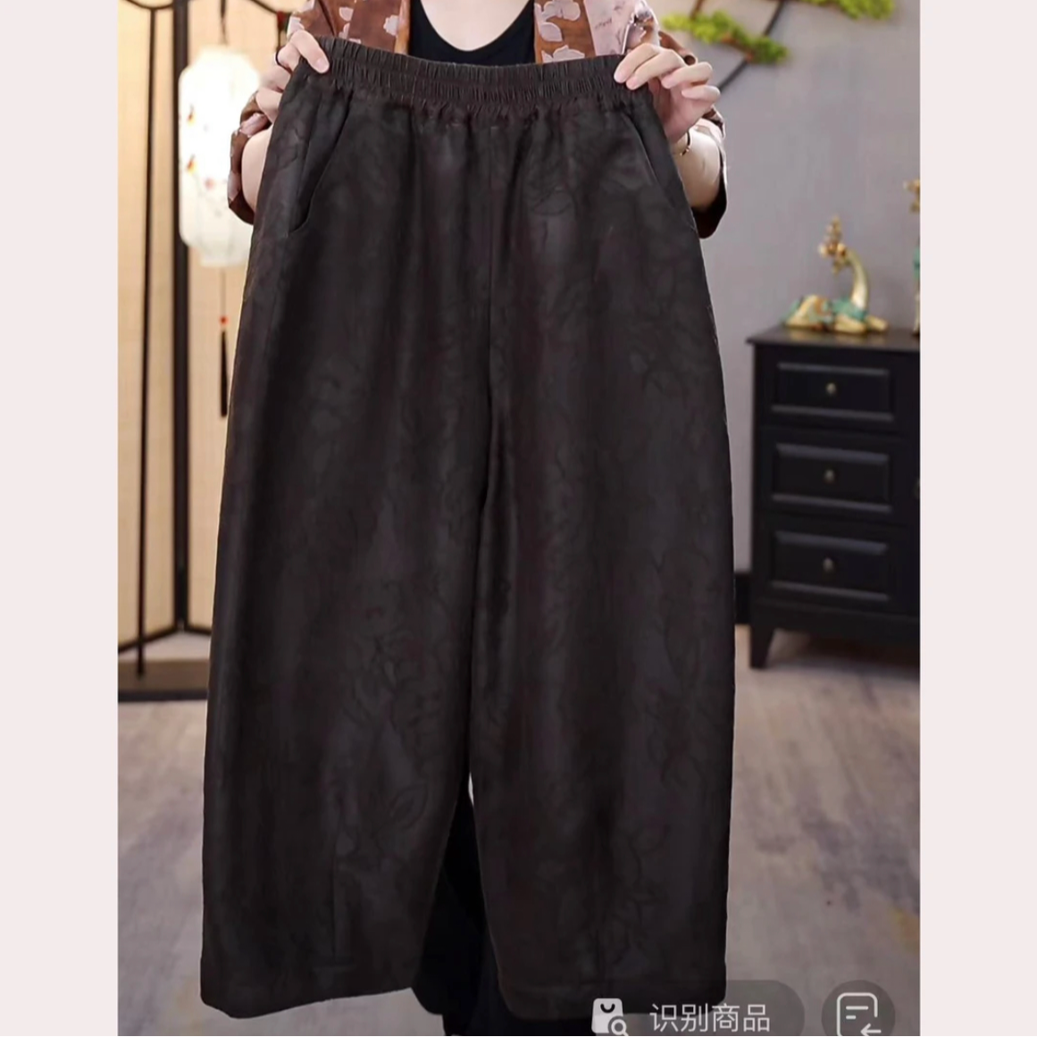 【千奈莉】棉裤柞蚕丝松紧腰宽松花苞裤