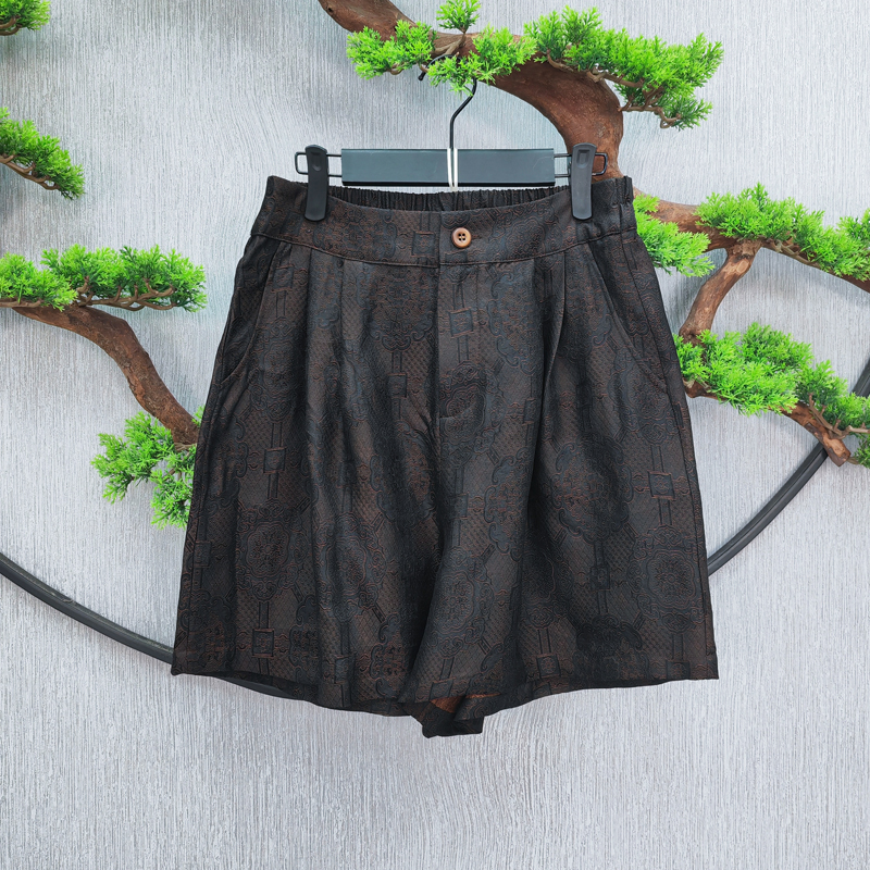 【千奈莉 】古法绞萝女士百搭休闲短裤YJ023