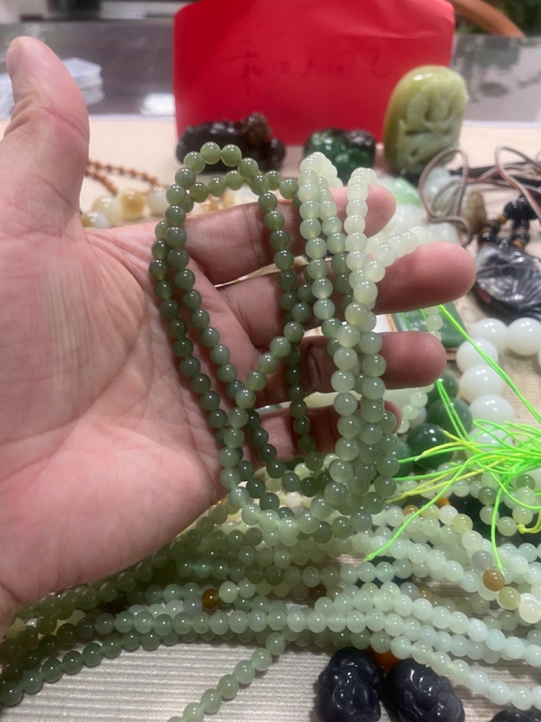 和田玉108克珠链