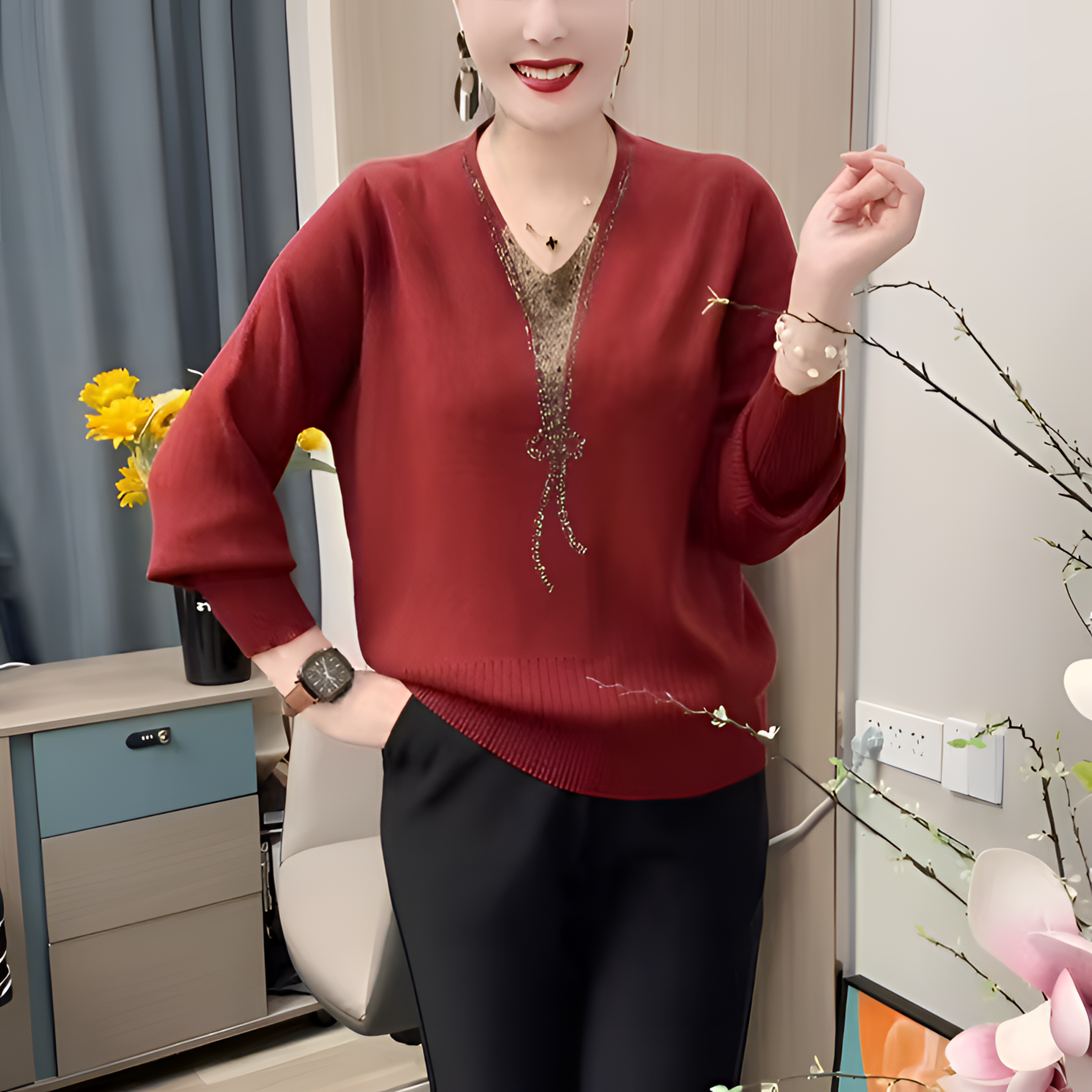 2025春秋新款时尚妈妈宽松遮肉收腰打底毛衣时髦潮流女装上衣