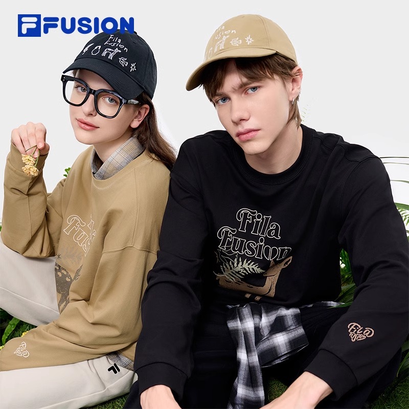 【FILA明星同款】FUSION斐乐情侣卫衣女2024早秋新款宽松男上衣