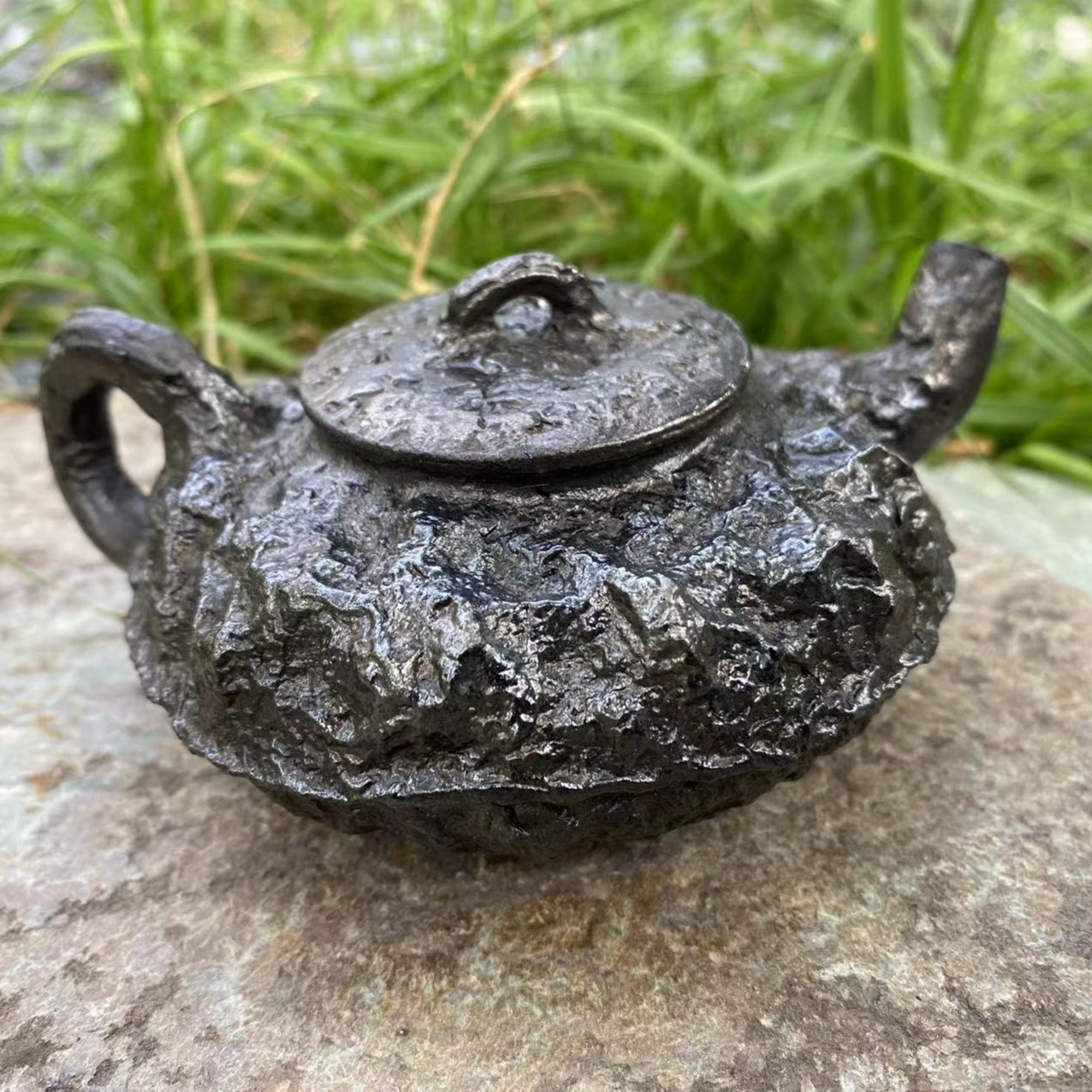 【柴烧茶器】原矿全手工手捏柴烧壶 纯手工 黑色 泡壶 复古 精美 