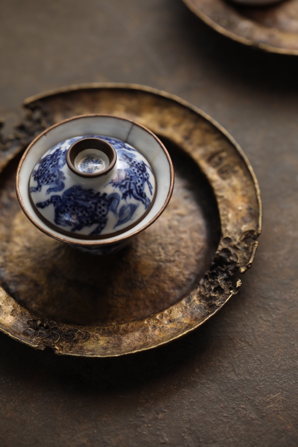 【柴烧茶器】手工铜壶承 姹寂风破边 蒋少寒