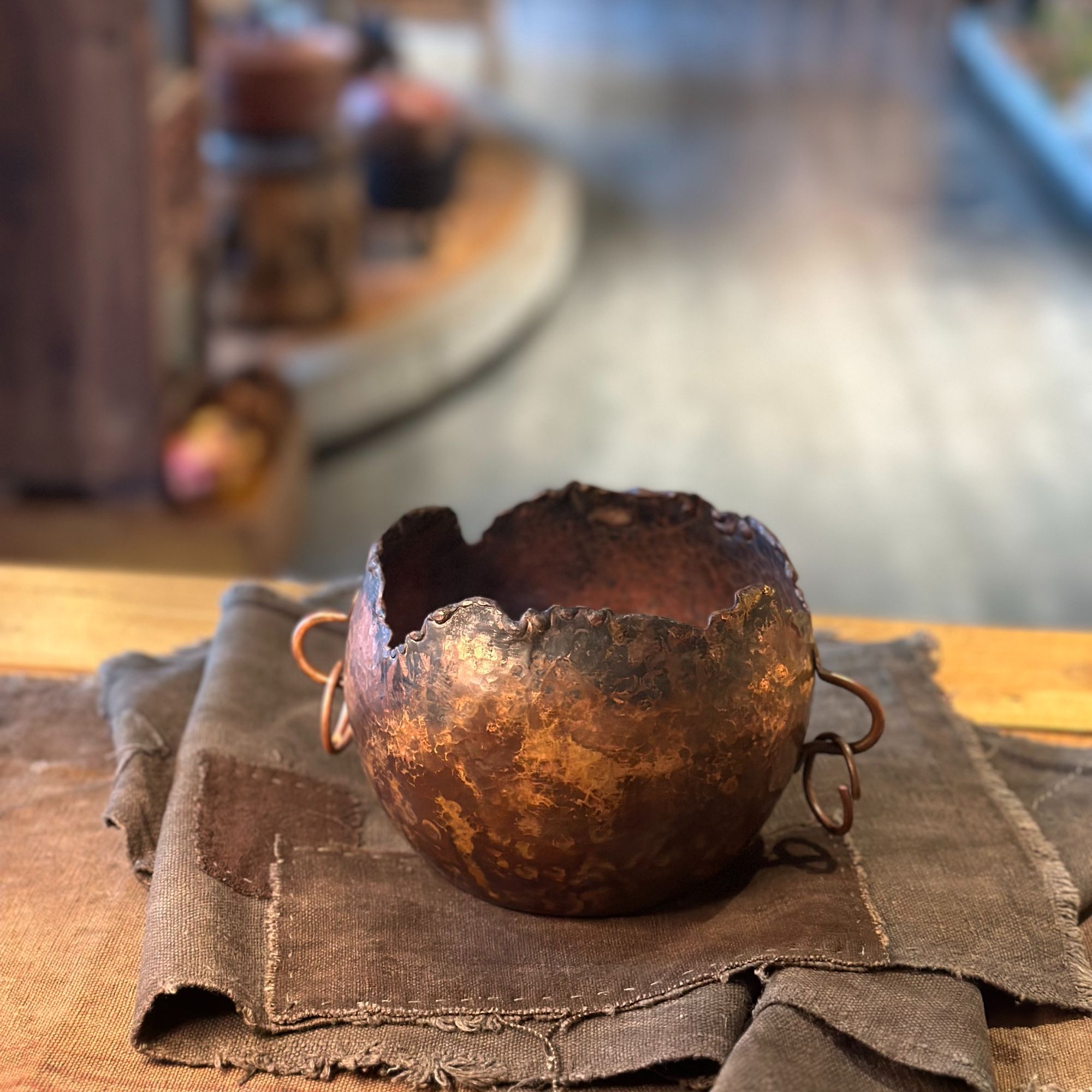 【柴烧茶器】琉铜蛋锅手工双耳 口径12.5 高度11