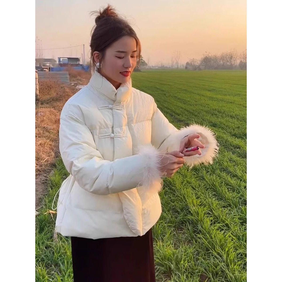 新中式国风立领棉服女2023冬季新款小个子短款棉衣棉袄厚外套