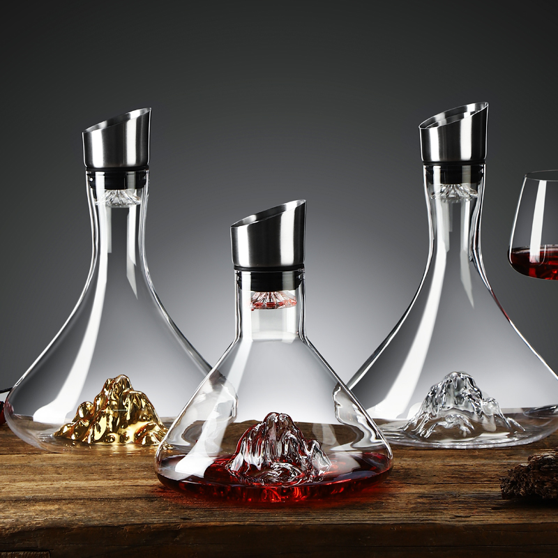 手工冰山瀑布式红酒快速醒酒器轻奢高档水晶家用商用葡萄酒分酒器