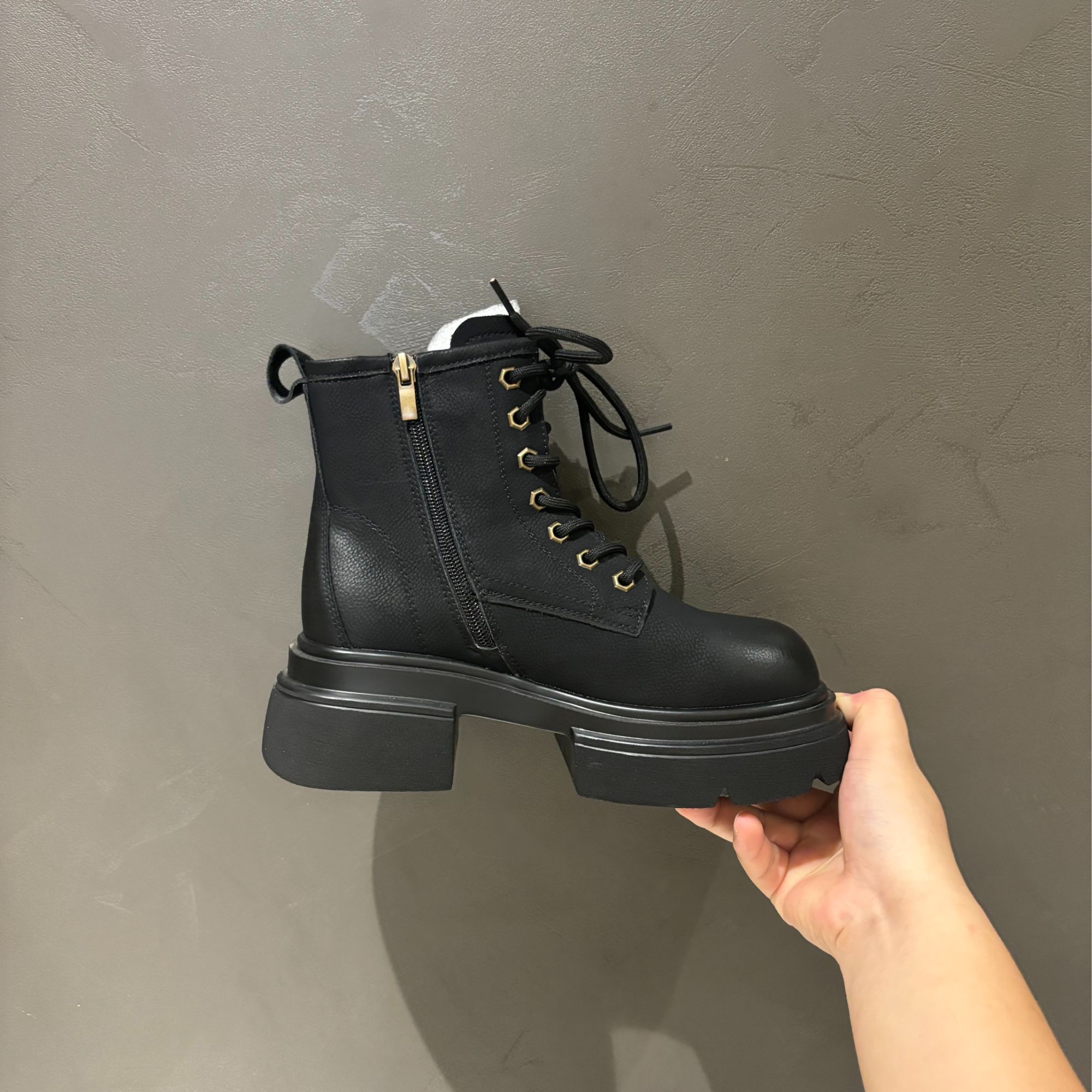 复古真皮马丁靴女2024秋冬新款英伦风厚底短靴大黄靴 CSMY 3377-1