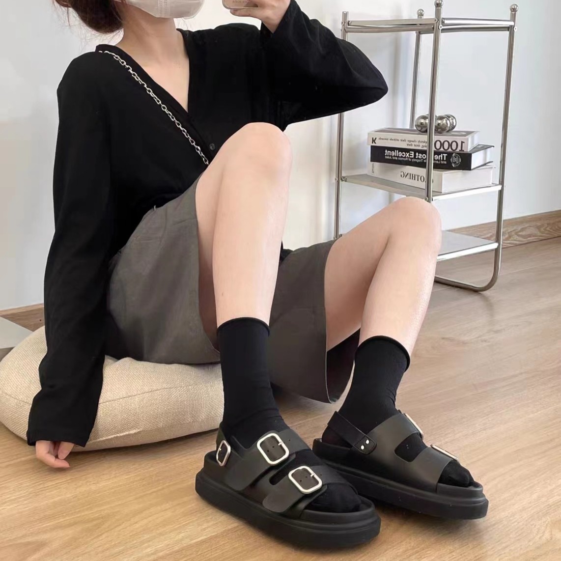 夏季原创设计皮带扣时尚牛皮百搭休闲复古沙滩鞋真皮凉鞋女5302-7