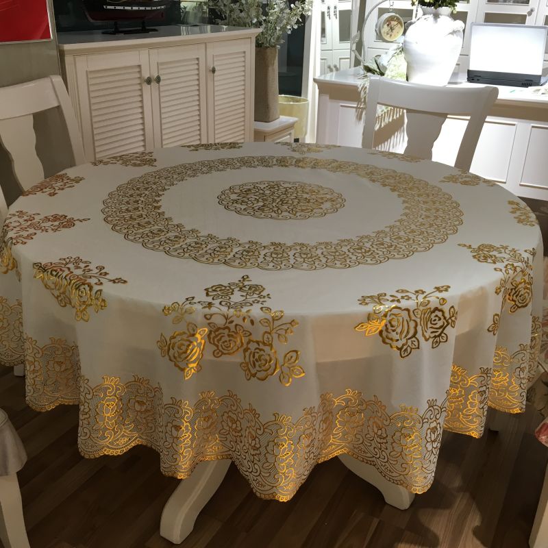 加厚家用PVC圆台布欧式圆桌布防水防烫防油免洗塑料大圆形餐桌布