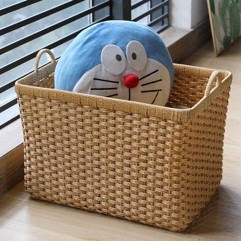 桂味源塑料藤草编轻奢风酒店民宿脏衣服收纳筐卧室换衣物收纳筐大