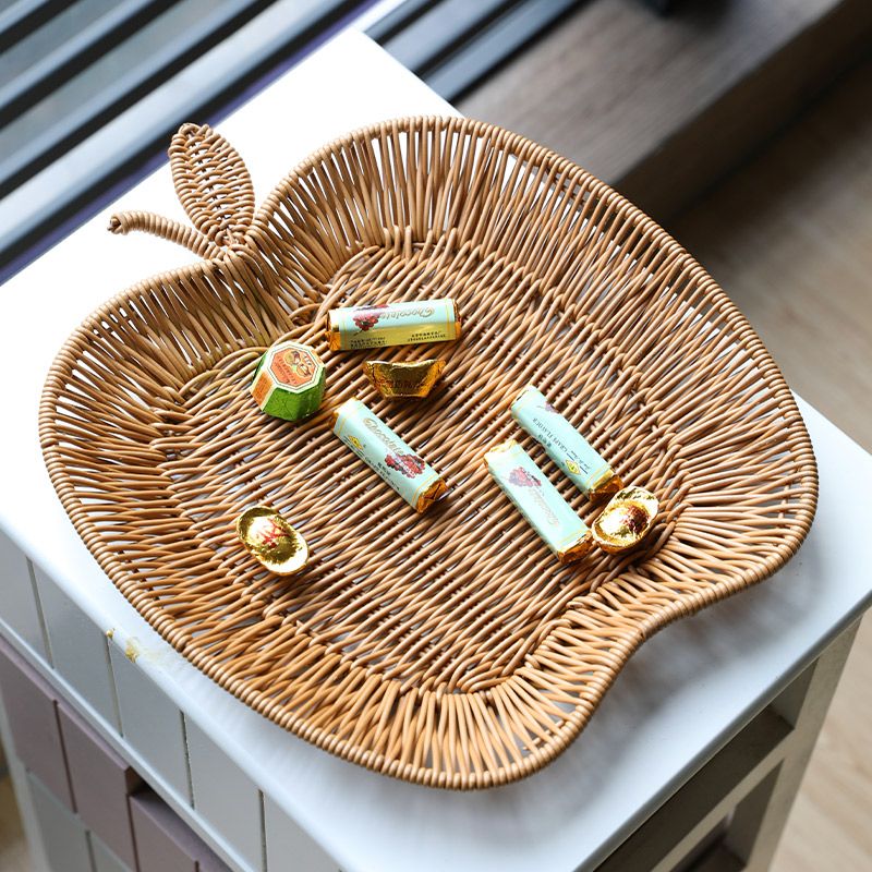 桂味源日式水果篮客厅零食托盘坚果糖果盆仿藤编早餐饼干点心盘