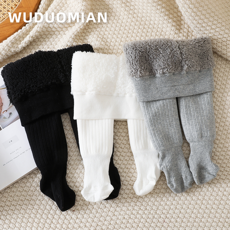 纯色婴儿连裤袜加绒连脚打底裤加厚儿童宝宝打底裤袜保暖外穿女童