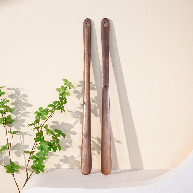 北美黑胡桃鞋拔子提鞋器长柄鞋拔子穿鞋器鞋拨实木把超长家用