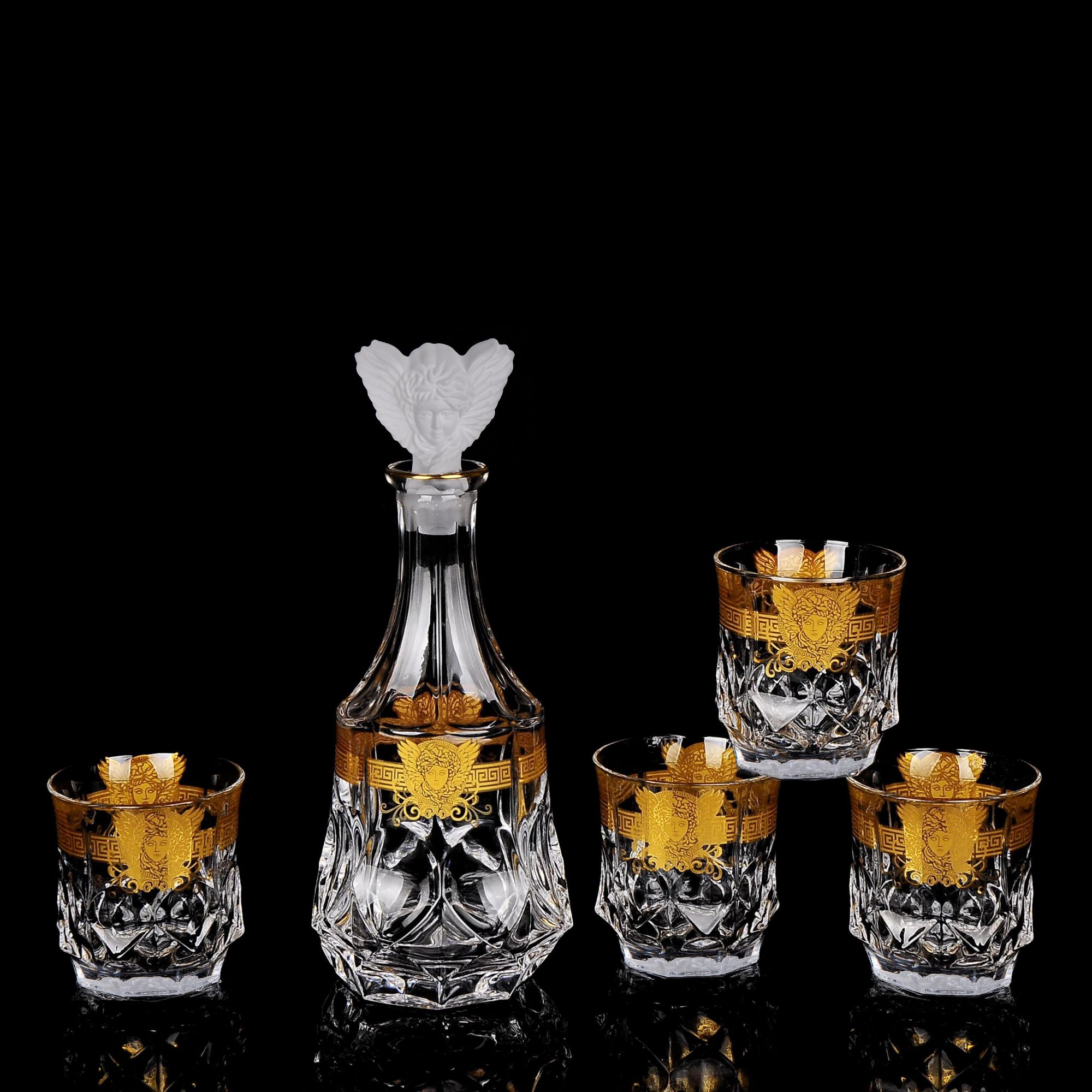 【金像】11#酒具礼盒套装 真金花纸美杜莎（1瓶+4杯）配美杜莎蒙砂塞