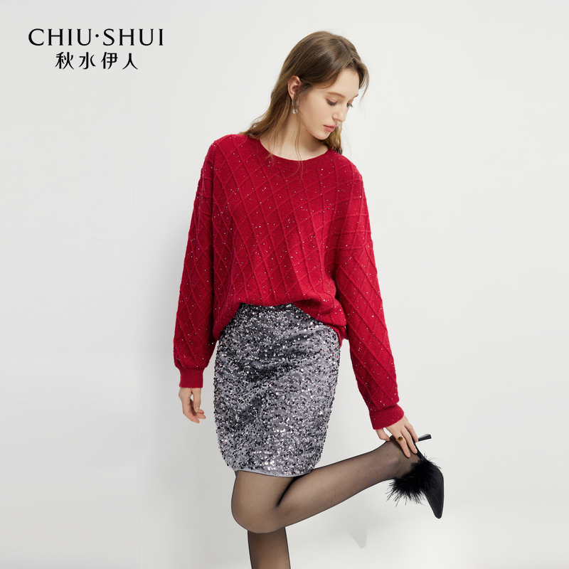 【赤绯玫瑰】休闲圆领毛针织衫25春季新款软糯毛衣625101B100257