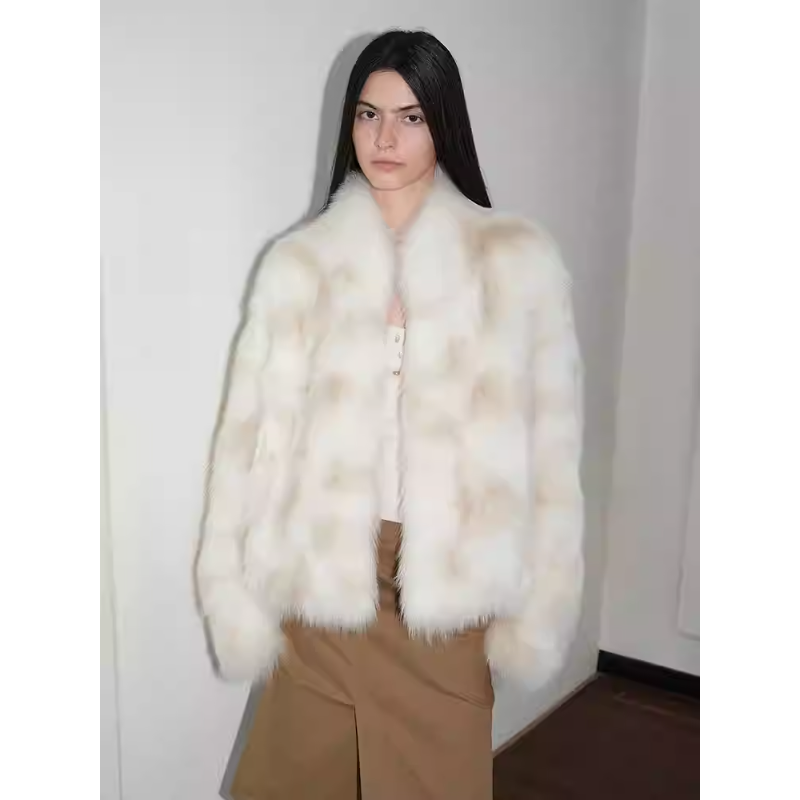 付智恩 极地之雪 sagafurs狐狸毛手工晕染印花双色皮草