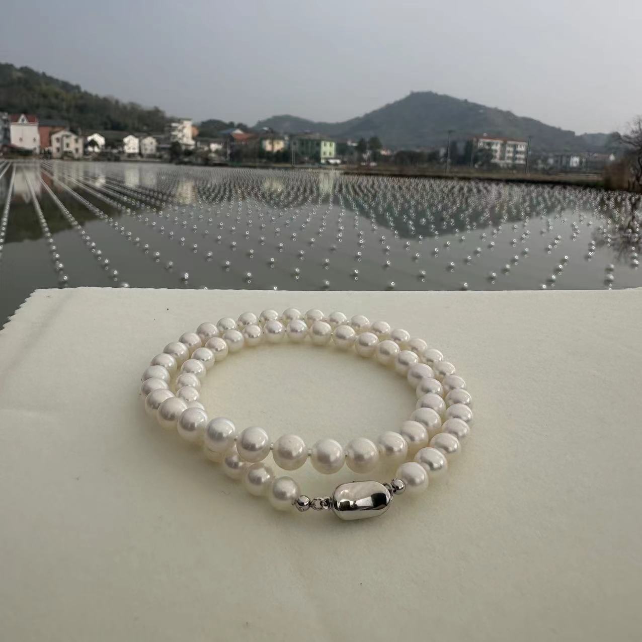 9-10mm 冷白 极光 时尚 天然淡水珍珠 百搭